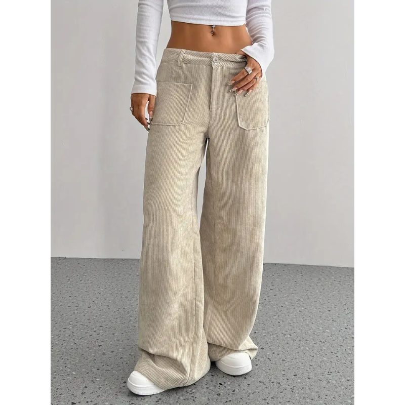 Damen Cordhose | Hoch Tailliert | Wide Fit