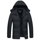 Black lined winter coat for men