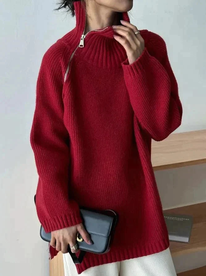 Karen | Asymmetrischer Pullover mit Reißverschluss