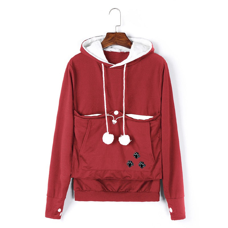 Damen Hoodie | Pullover mit Kapuze | Katzentasche
