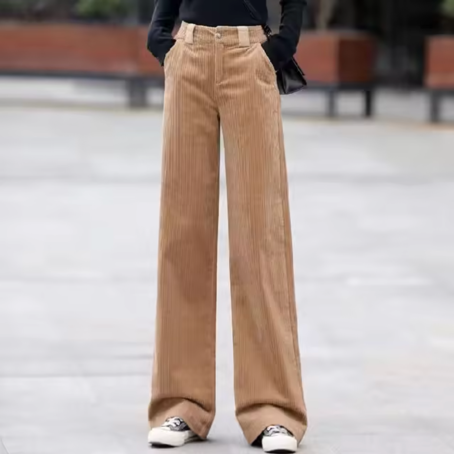 Damen Cordhose Khaki | Hoch Tailliert Cordhose