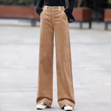 Women's Khaki Corduroy Trousers | High-Waisted Corduroy Trousers