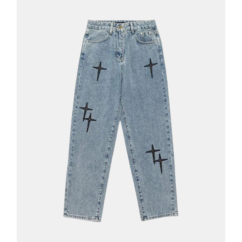 Herren Jeans Loose Fit | Mit Kreuz Y2K Streetwear