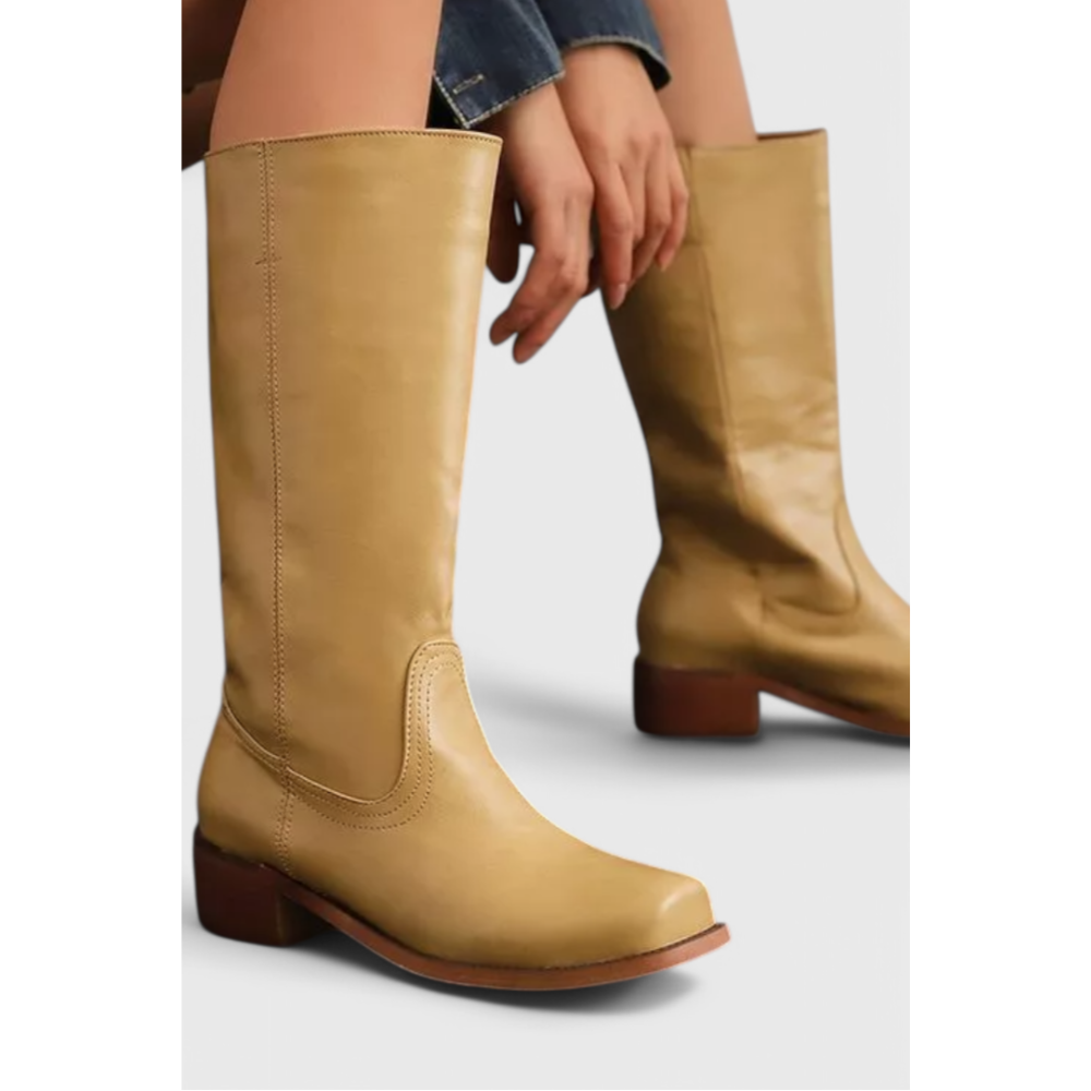 Damen Stiefel Kniehoch | Absatz & Klassische Runde Spitze