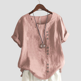 Anne | Women's blouse with a solid-color button design and short sleeves moda