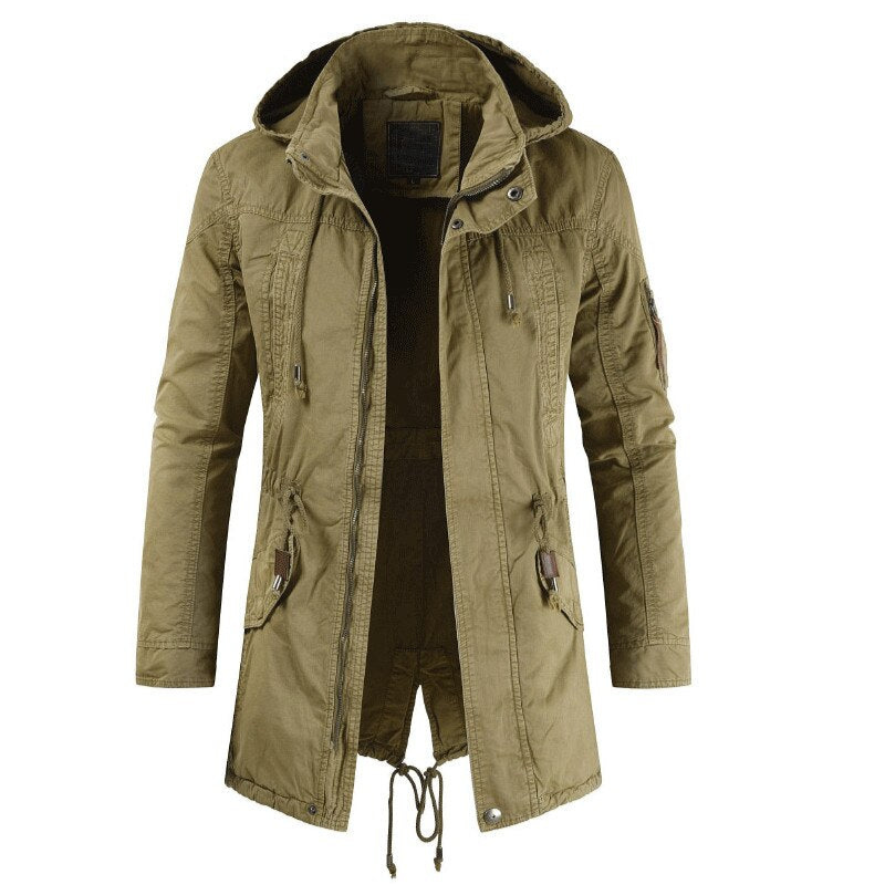 Herren Lange Feldjacke | Mit Kapuze
