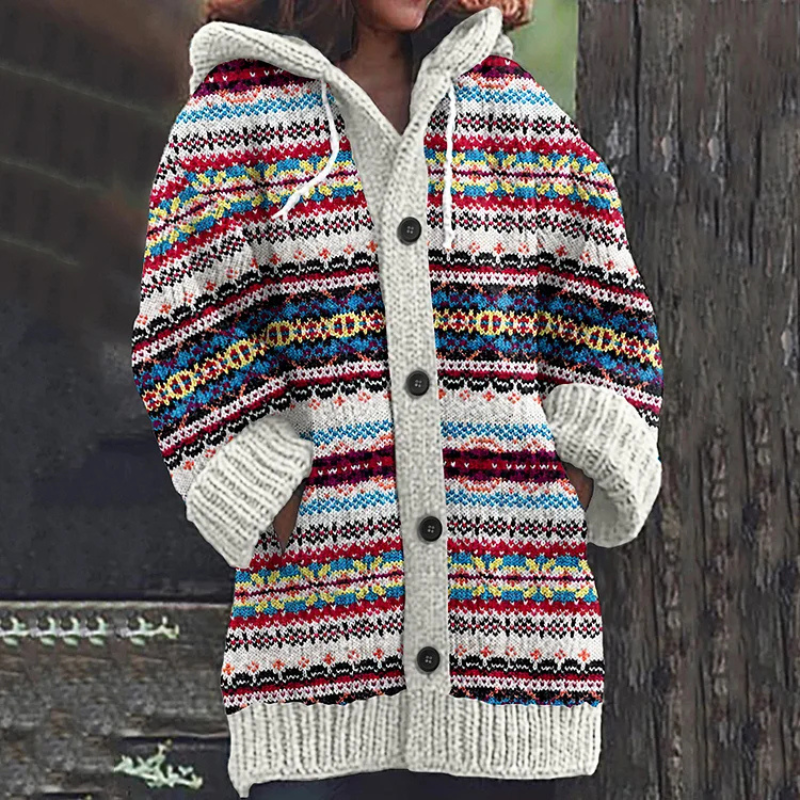 Women's Long Cardigan | With Hood & Buttons