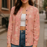 Women's Knit Jacket | Cardigan with Floral Pattern