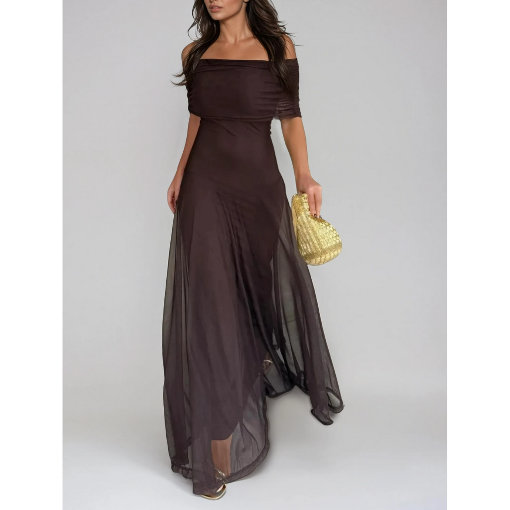 Chiffon Abendkleid | Off-Shoulder | Maxikleid