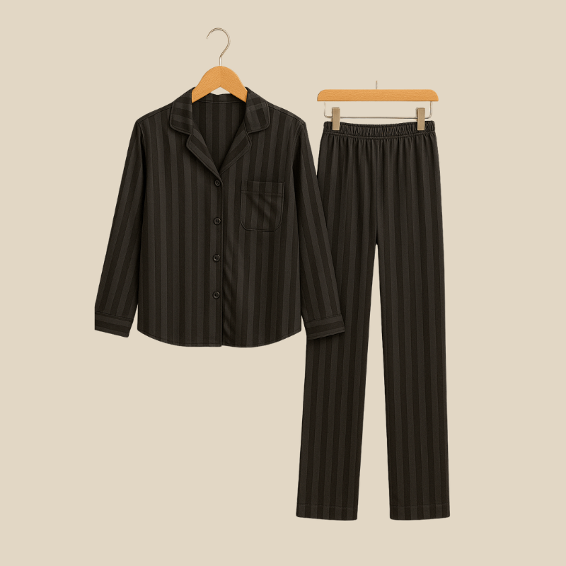 Gestreiftes Damen Pyjama-Set | Satin Gefühl