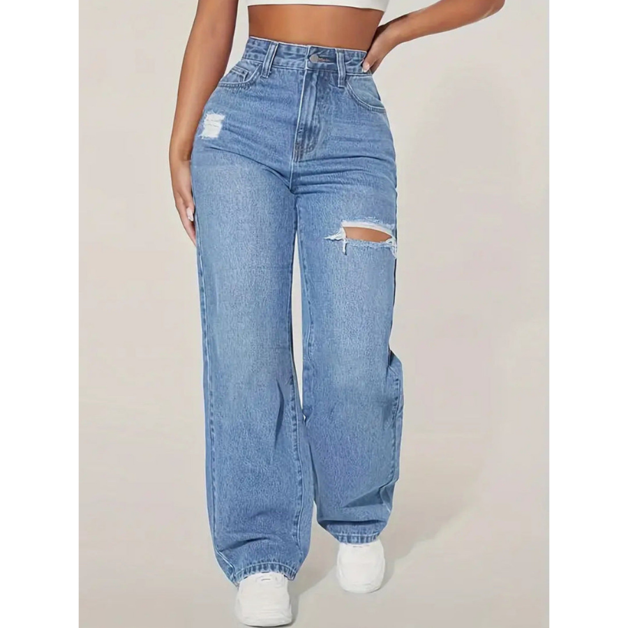 High-Waist Jeans Damen | Baggy  Ripped