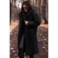 Damen Teddy Mantel mit Kapuze | Lang