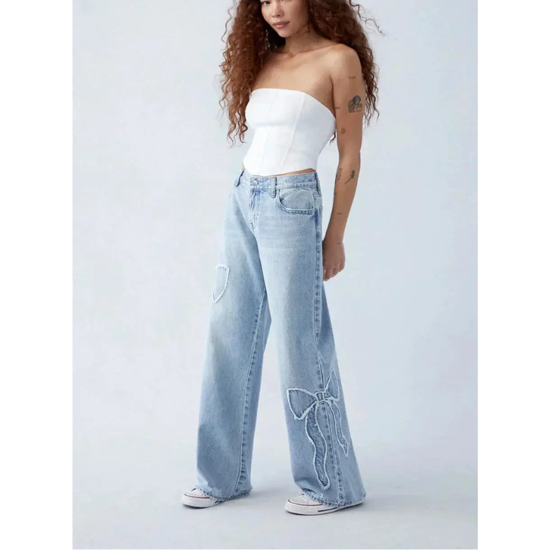 Women’s Baggy Jeans | Loose Fit with Heart Detail