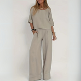 Lunysa | Women's short-sleeved summer suit | Linen style