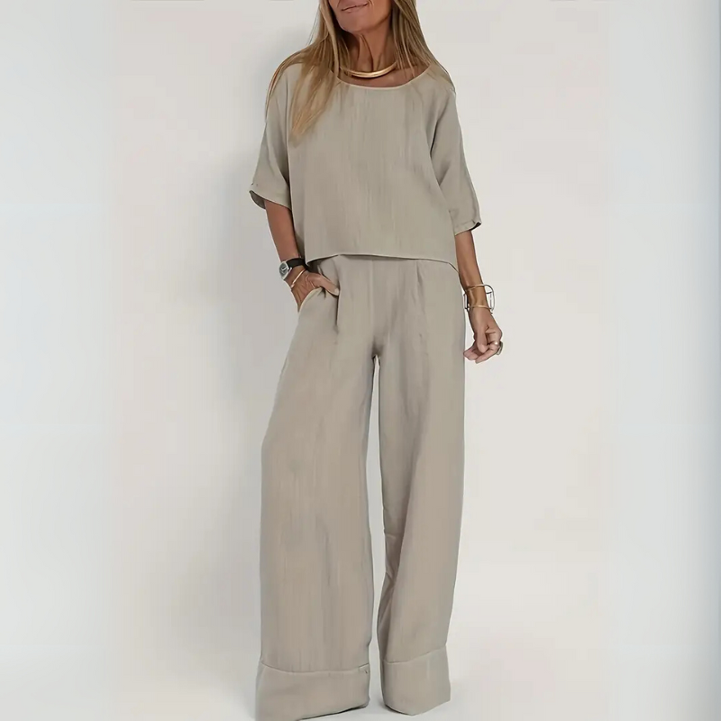 Lunysa | Damen Anzug Sommer Mit kurzarm | Leinenstil