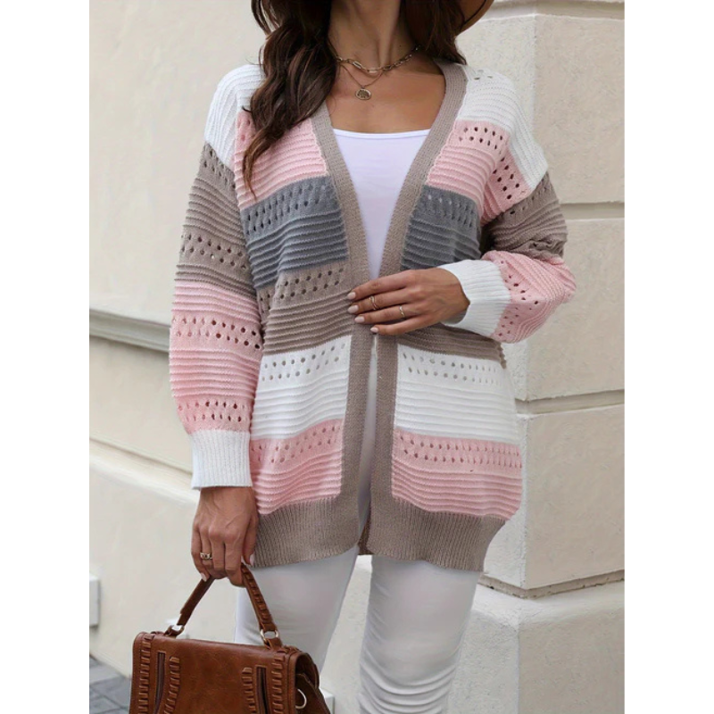 Damen Cardigan | Gestreift & Lockere Passform
