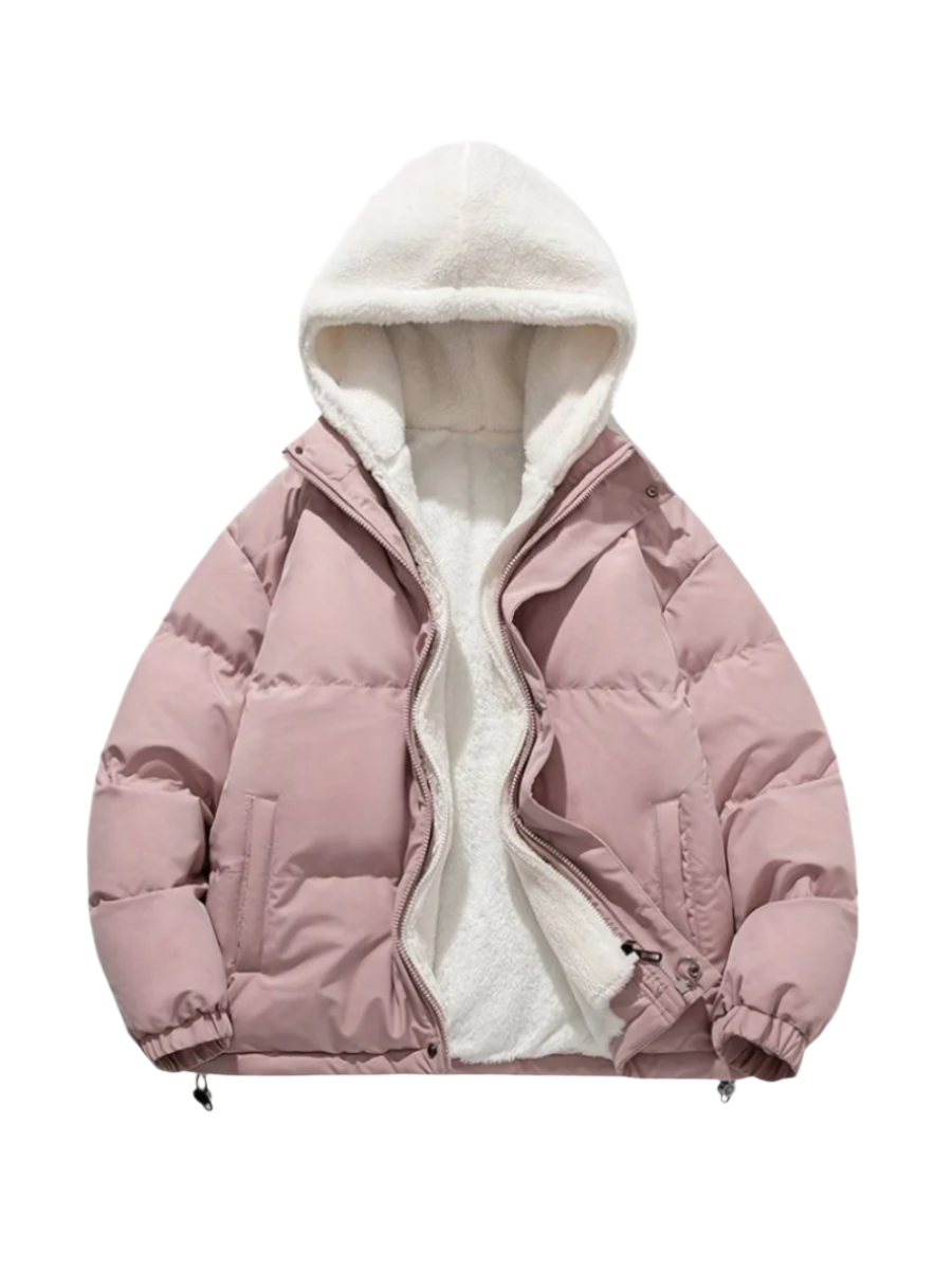 Yuma | Unisex Fleece-gefütterte Winterjacke mit Kapuze-Rosa-M-Becker Boutique