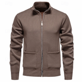 Men's zip-up cardigan | Mid-height collar and front pockets