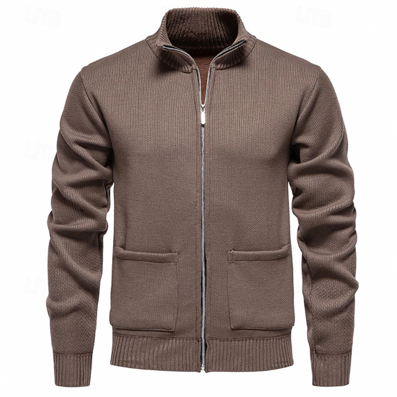 Herren Cardigan mit Reißverschluss | Mittelhohem Kragen und Fronttaschen