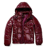 Damen Pufferjacke | Bordeaux Daunenjacke Mit Kapuze