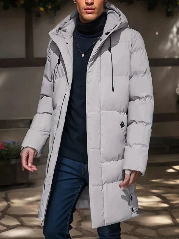 Men's long winter jacket | with hood
