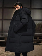 Men's long winter jacket | with hood