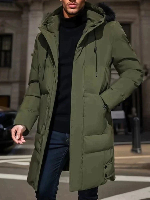 Men's long winter jacket | with hood