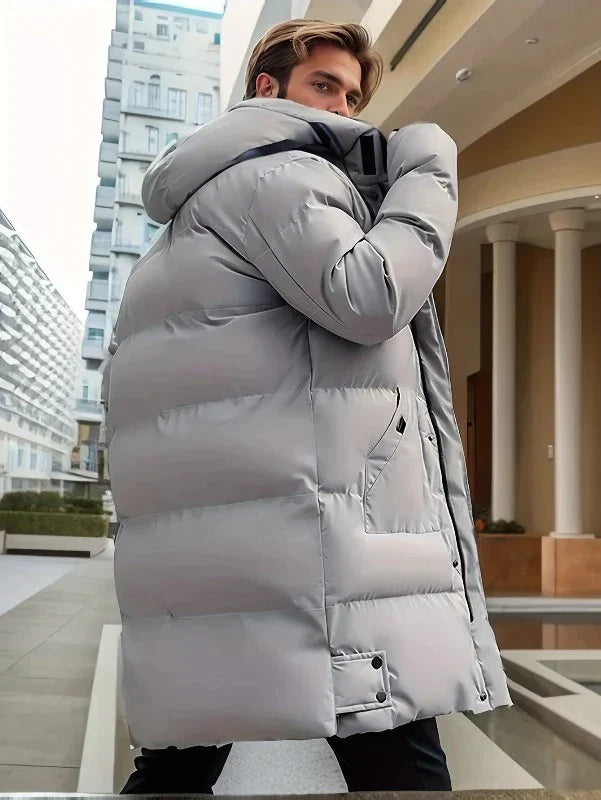 Men's long winter jacket | with hood