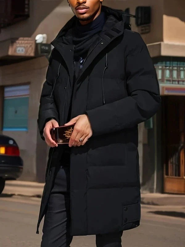 Men's long winter jacket | with hood