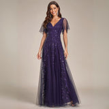 Fiora | Women's Wedding Guest Dress | V-Neck and Sequins