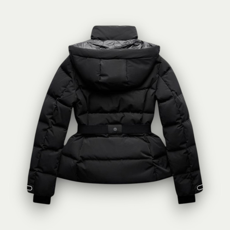 Damen Winterjacke | Skijacke | Schwarz Gefüttert & Mit Gürtel