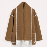 Sia | Kort jakke til kvinder med forskellige tørklæder til vinter og efterår-Brun-Sia | Veste Courte pour Femmes avec Écharpe Assortie pour l’Hiver et l’Automne - €37-Bentzen Butik