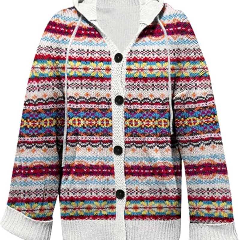 Women's Long Cardigan | With Hood & Buttons