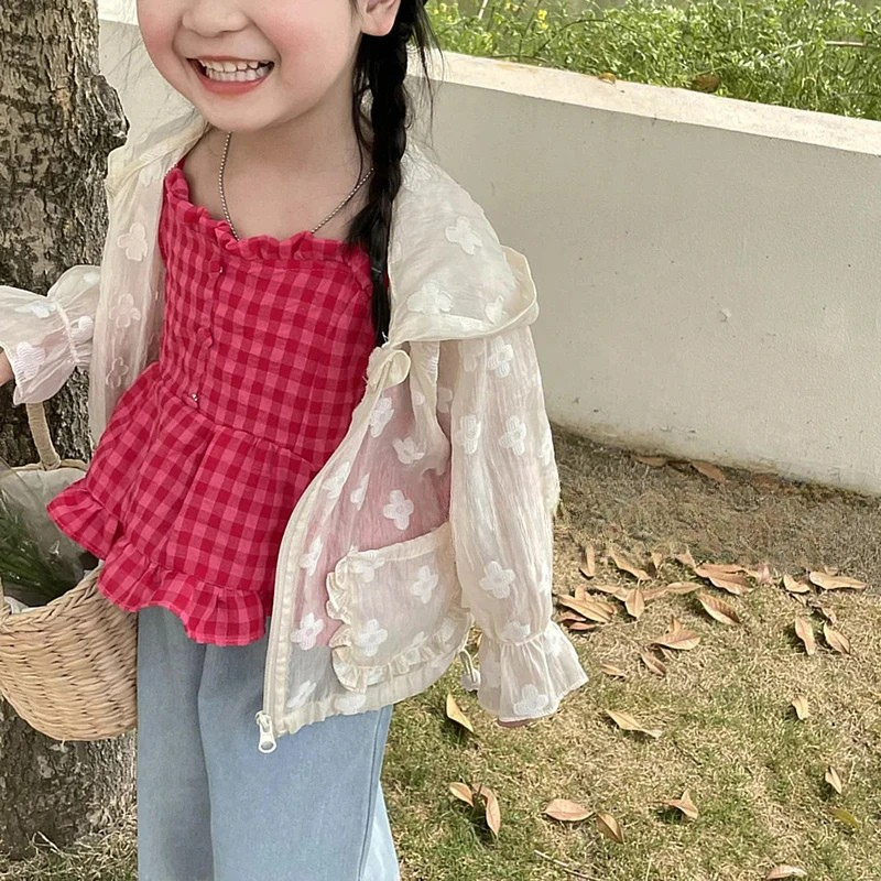Girls Lightweight Floral Hooded Jacket