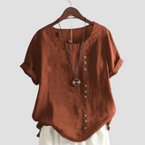 Anne | Women's blouse with a solid-color button design and short sleeves moda