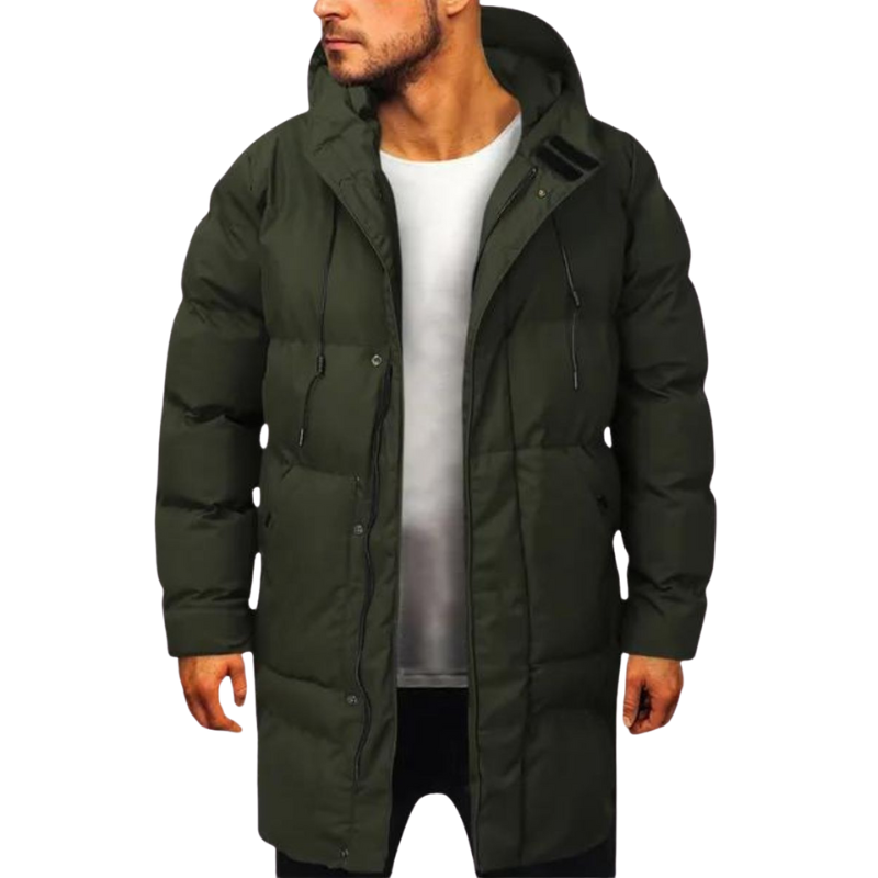 Men's Winter Jacket | Long Down Jacket with Hood