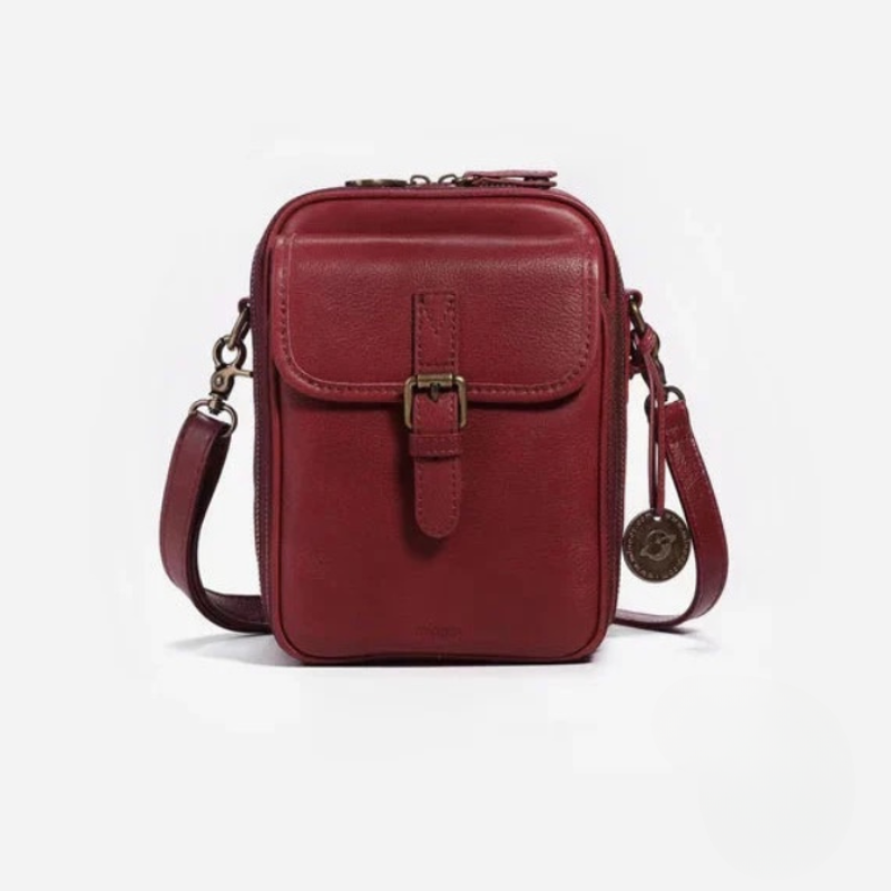 Vrai | Skuldertaske til kvinder med rum i flere lag-Rød-Vrai | Sac à Bandoulière en Cuir pour Femmes avec Compartiments Multi-Couches - €24-Bentzen Butik