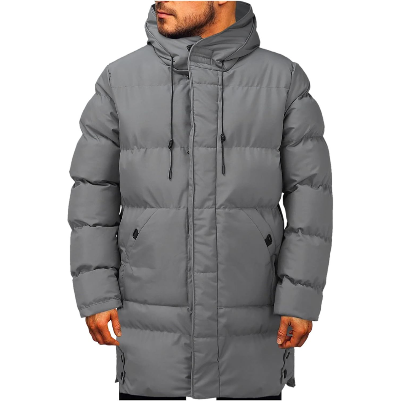 Men's Winter Jacket | Long Down Jacket with Hood