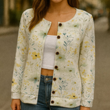 Women's Knit Jacket | Cardigan with Floral Pattern