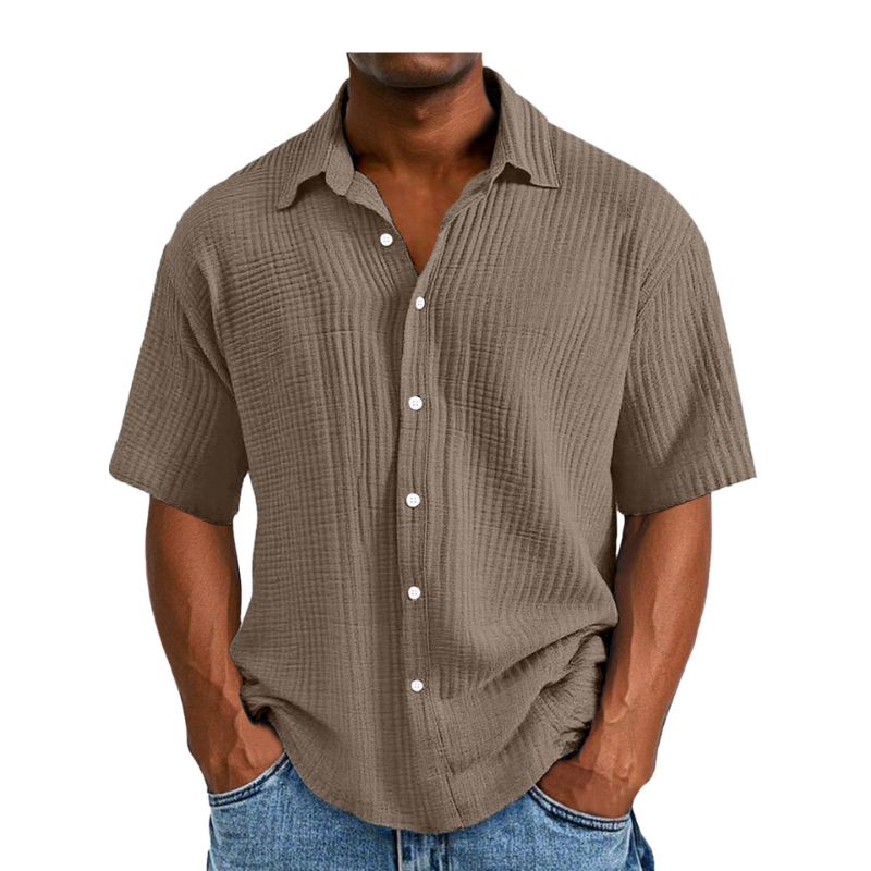 Cain | Herren Leichte Hemd | Kurzarm Leinen stil