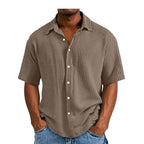 Cain | Herren Leichte Hemd | Kurzarm Leinen stil