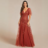 Fiora | Women's Wedding Guest Dress | V-Neck and Sequins
