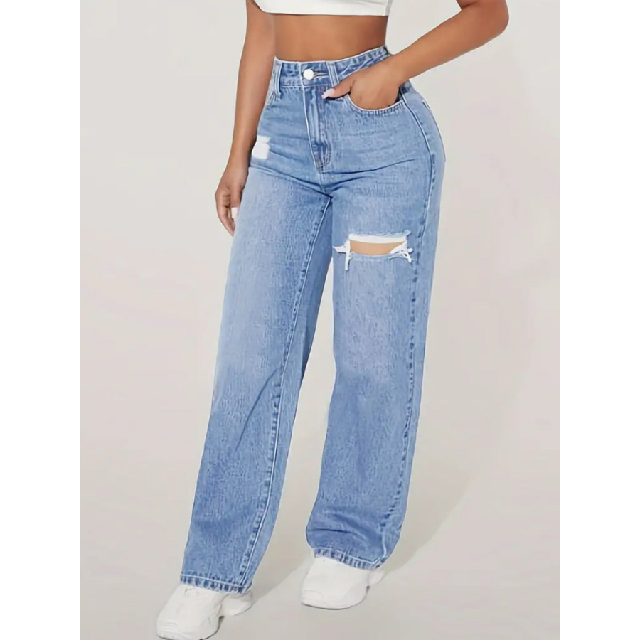High-Waist Jeans Damen | Baggy  Ripped