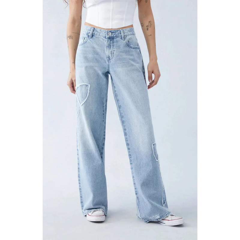 Women’s Baggy Jeans | Loose Fit with Heart Detail