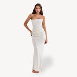 Jasira | Strapless Wedding Guest Dress | Maxi