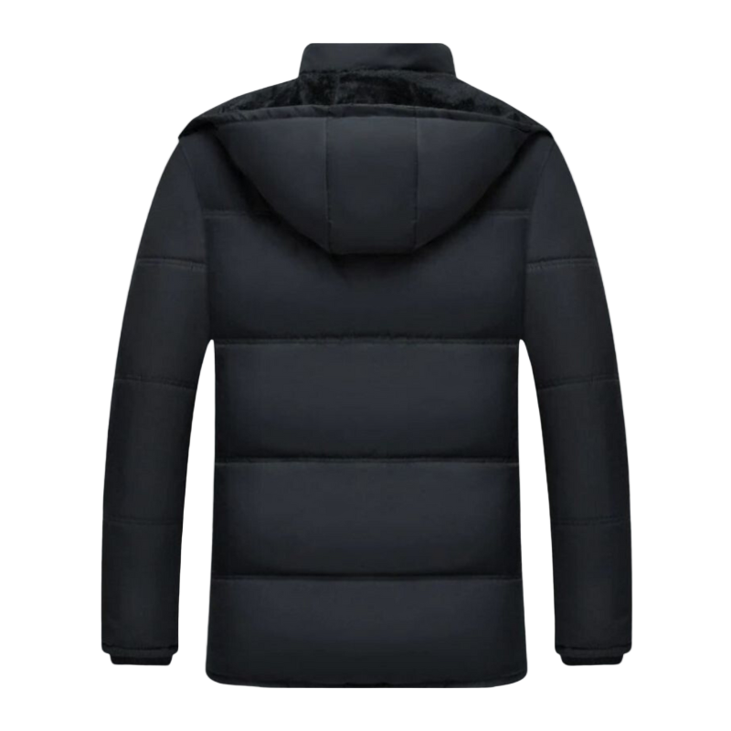 Black lined winter coat for men