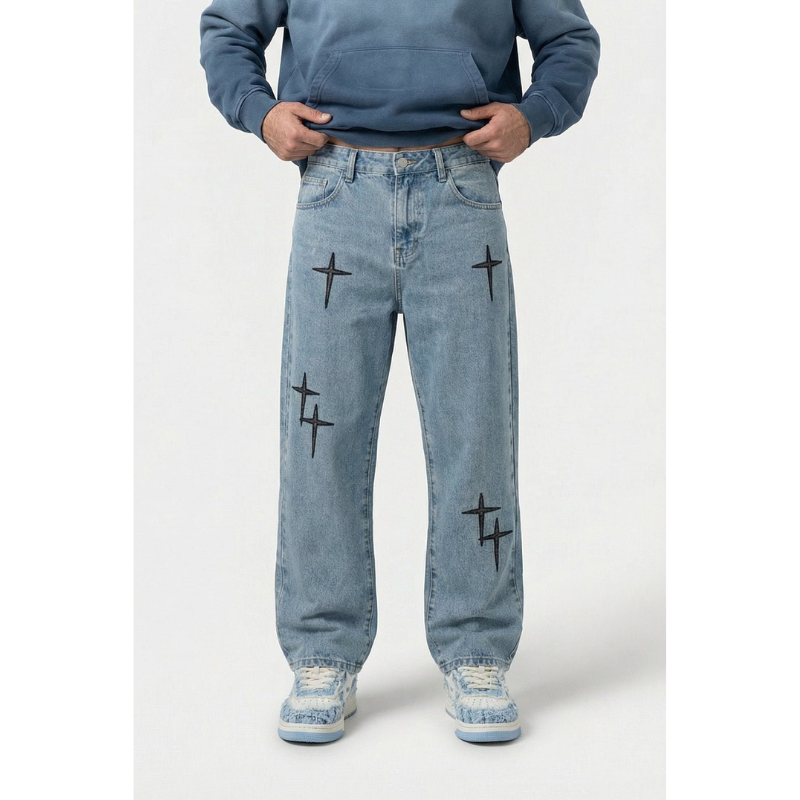 Men’s Loose Fit Jeans | Cross Design Y2K