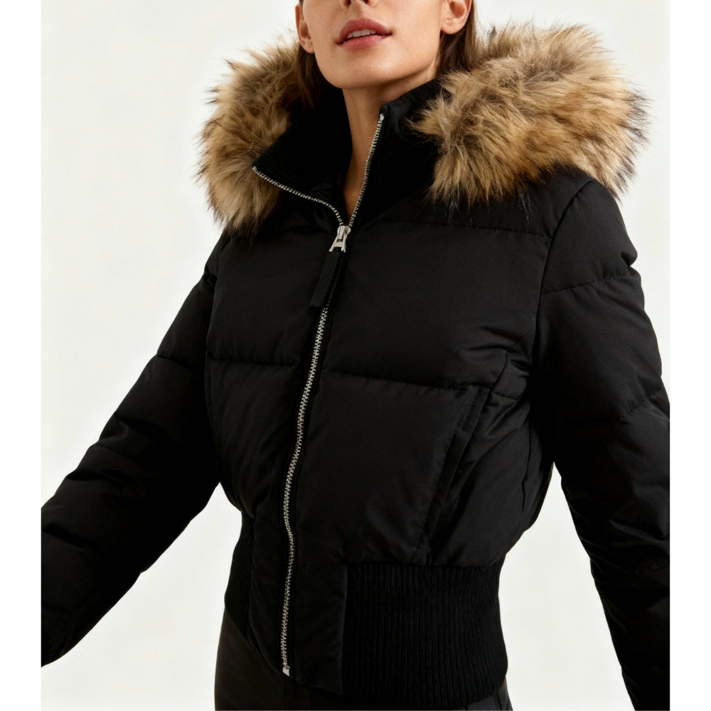 Damen Steppjacke | Winterjacke mit Abnehmbarer Kapuze