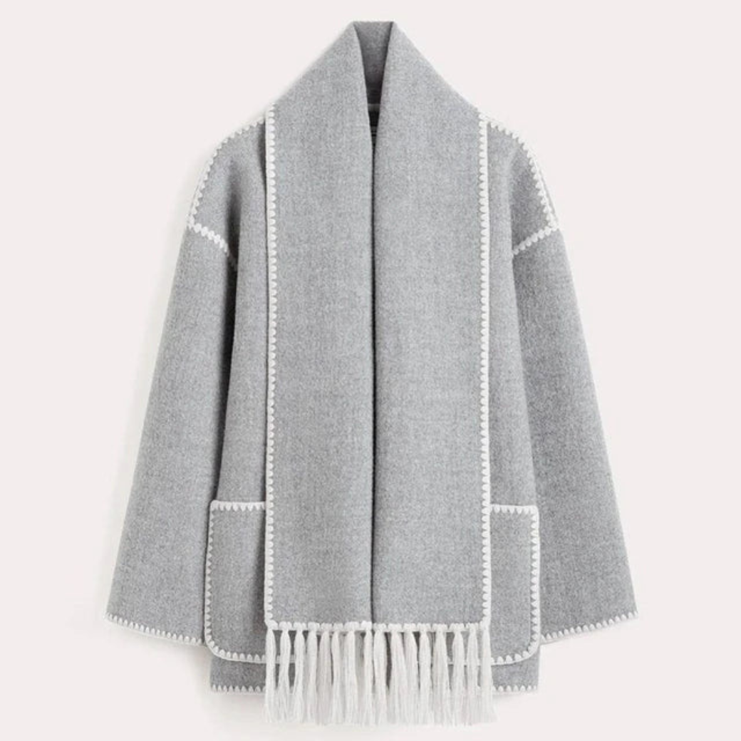 Sia | Kort jakke til kvinder med forskellige tørklæder til vinter og efterår-Grå-Sia | Veste Courte pour Femmes avec Écharpe Assortie pour l’Hiver et l’Automne - €37-Bentzen Butik