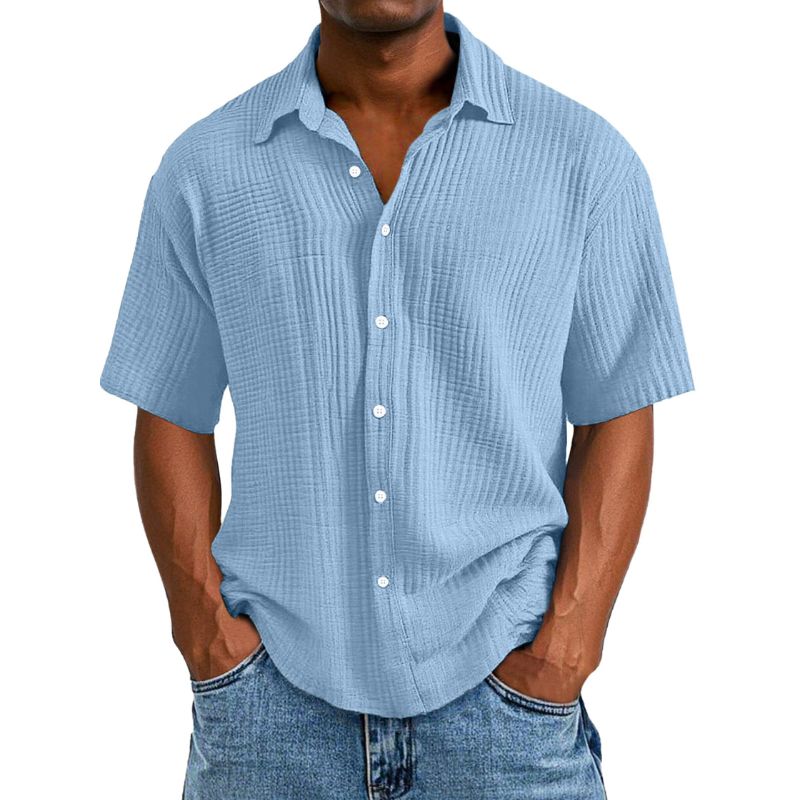 Cain | Herren Leichte Hemd | Kurzarm Leinen stil